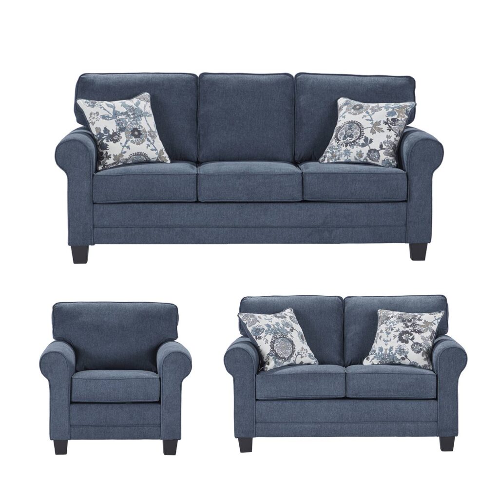 Hughes Furniture 11900 Series 3-piece modern sofa and loveseat set in turquoise